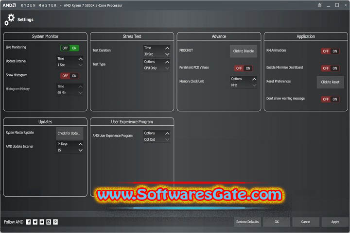 AMD Ryzen Master : Version 2.13.1.3097 (Software) AMD Ryzen Master : Version 2.13.1.3097 (Software)