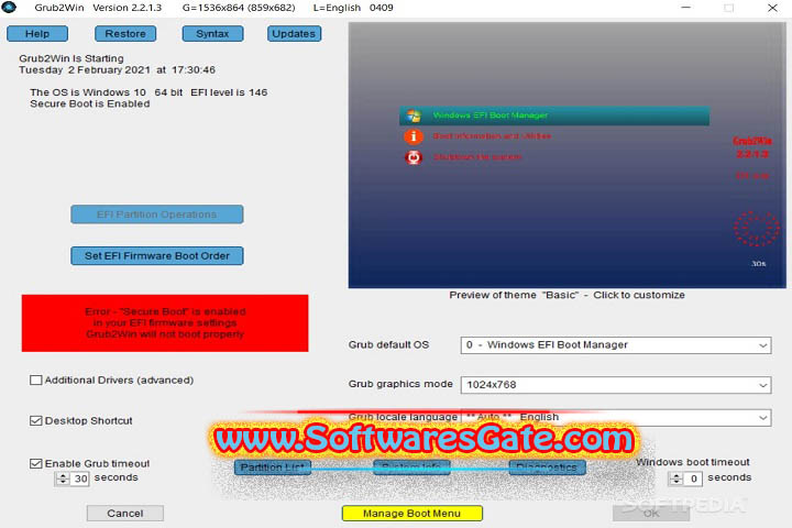 Grub2Win : Version 1.0 (Latest Software) Grub2Win : Version 1.0 (Latest Software)