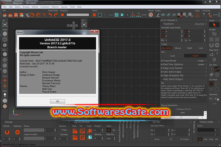 Rizom-Lab RizomUV Real - Virtual Space : Version 2024.0.129 Rizom-Lab RizomUV Real - Virtual Space : Version 2024.0.129
