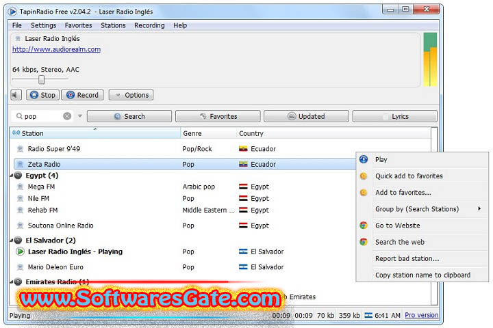 TapinRadio Pro : Version 2.15.97.6 (x64) (Software)