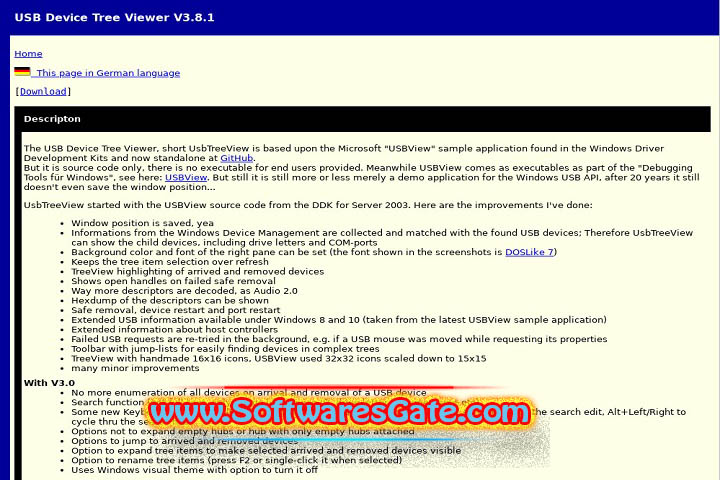 USBTreeView : Version 1.0 (Software) USBTreeView : Version 1.0 (Software)