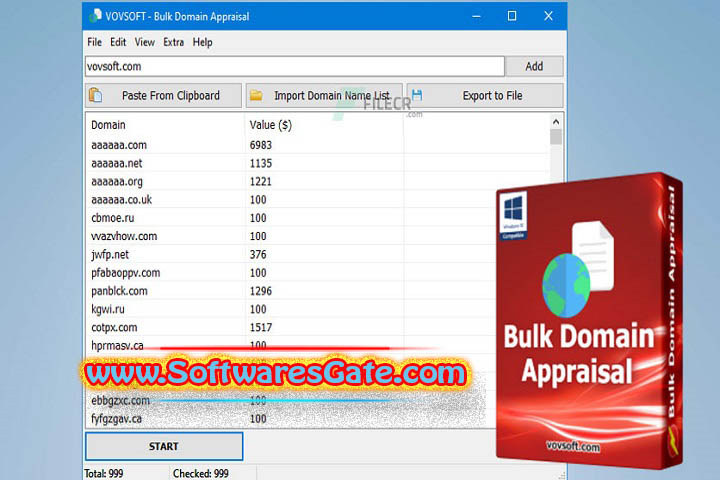 VovSoft Bulk Domain Appraisal : Version 3.6 (Software) VovSoft Bulk Domain Appraisal : Version 3.6 (Software)