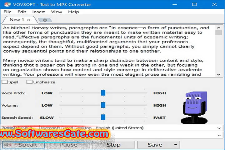 VovSoft Text to MP3 Converter : Version 3.6 (Software) VovSoft Text to MP3 Converter : Version 3.6 (Software)