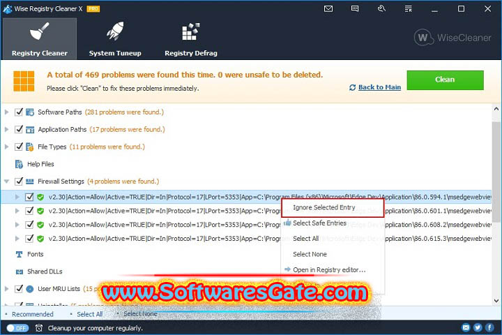 Wise Registry Cleaner Pro : Version 11.1.6.721 (Software) Wise Registry Cleaner Pro : Version 11.1.6.721 (Software)