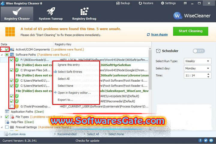 Wise Registry Cleaner Pro : Version 11.1.6.721 (Software) Wise Registry Cleaner Pro : Version 11.1.6.721 (Software)