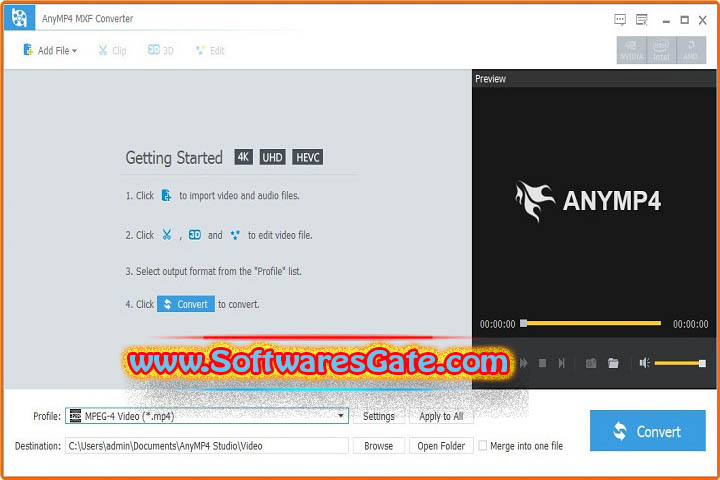 AnyMP4 MXF Converter : Version 8.0.18 (Latest Software)