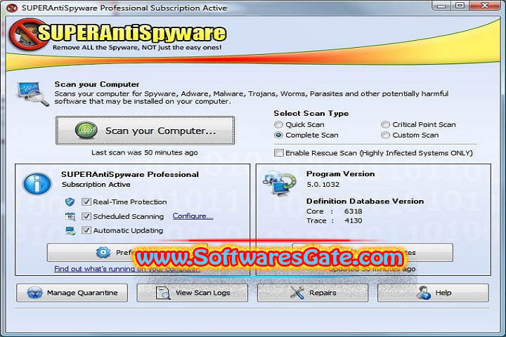 SUPERAntiSpyware Professional X : Version 10.0.1268 (Latest Software)