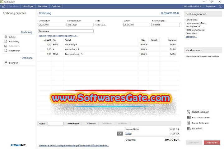 Softwarenetz Rechnung : Version 11.07 (Latest Software) Softwarenetz Rechnung : Version 11.07 (Latest Software)
