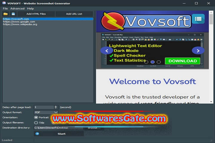VovSoft Website Screenshot Generator : Version 1.7 (Latest Software)