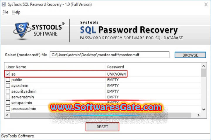 SysTools SQL Password Recovery : Version 6.0 (Latest Software)