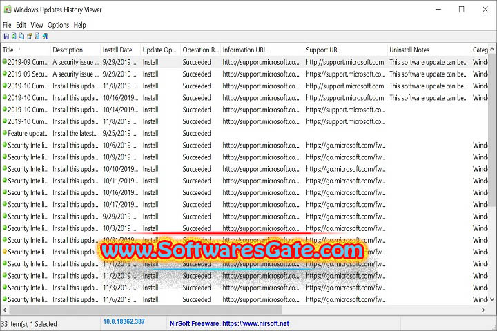 Nirsoft WinUpdatesView : Version 1.1.8.7 (Latest Software) Nirsoft WinUpdatesView : Version 1.1.8.7 (Latest Software)