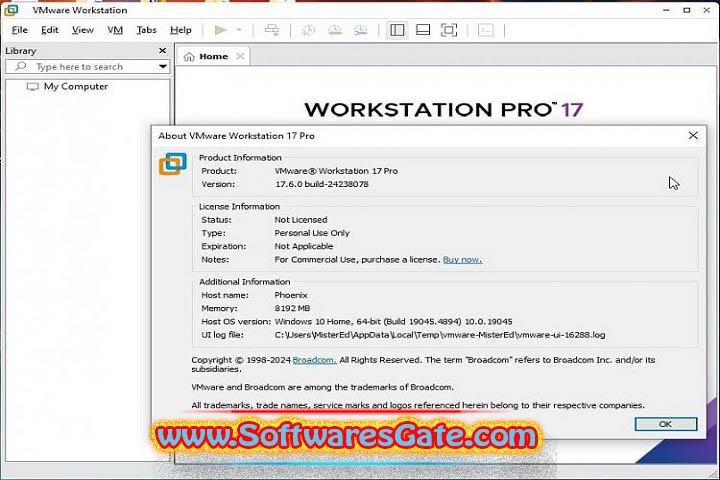 VMware Workstation Pro : Version 17.6.0 (Latest Software)