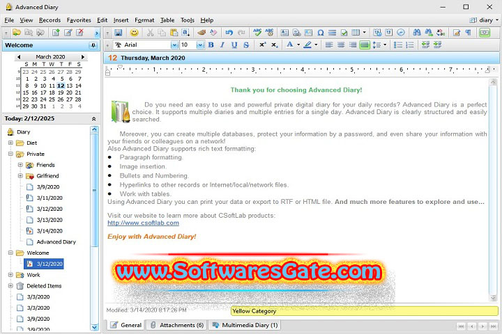 CSoftLab Advanced Diary : Version 8.0 (Latest Software)