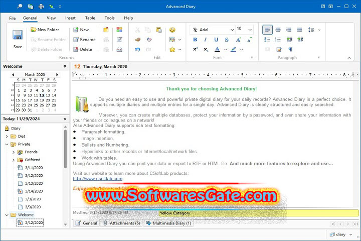 CSoftLab Advanced Diary : Version 8.0 (Latest Software)