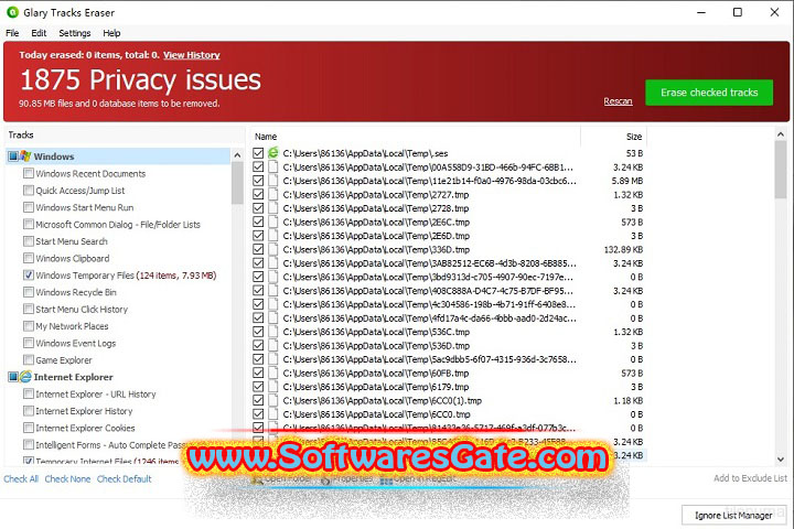 Glary Tracks Eraser : Version 6.0.1.25 (Latest Software)
