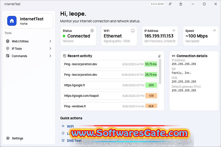 InternetTest Pro : Version 9.0.2.2508 (Latest Software) InternetTest Pro : Version 9.0.2.2508 (Latest Software)