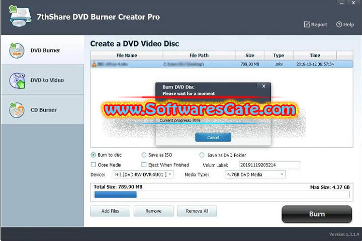 7thShare DVD Burner Creator Pro : Version 1.4.0 (Latest Software)
