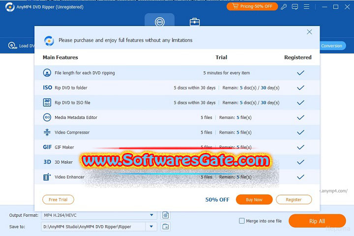 AnyMP4 DVD Ripper : Version 8.1.38 (Latest Software)